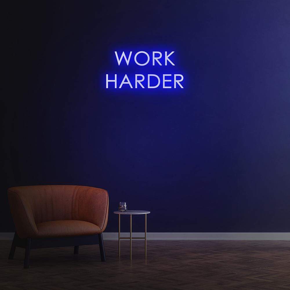 Bright Blue “Work Hard” LED Light popular Deco