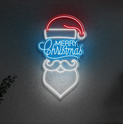 Merry Christmas with Santa - LED Neon Sign