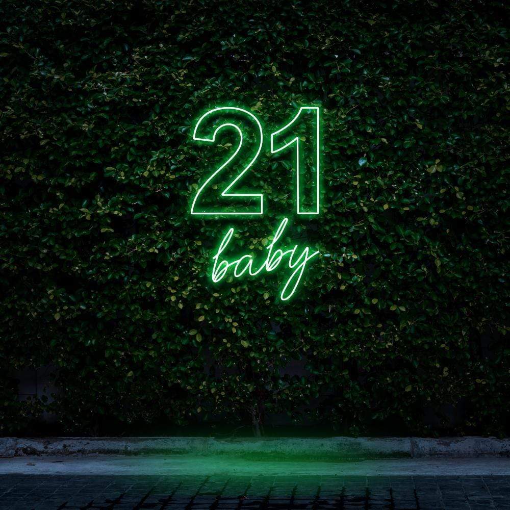 "21 Baby" Birthday Neon Sign