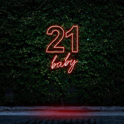 "21 Baby" Birthday Neon Sign