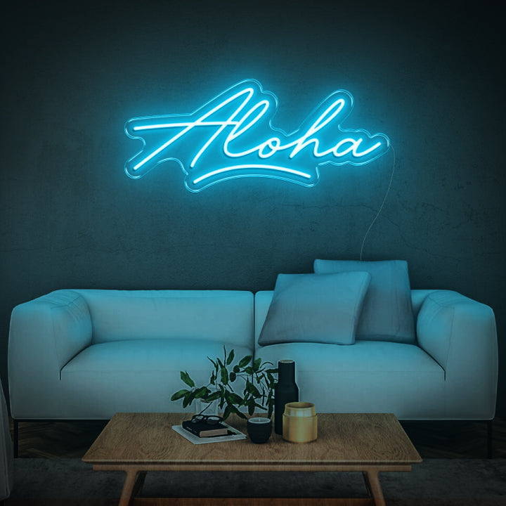 Fun Bright Blue Aloha LED Night Light Sign deals Room Wall Decoration