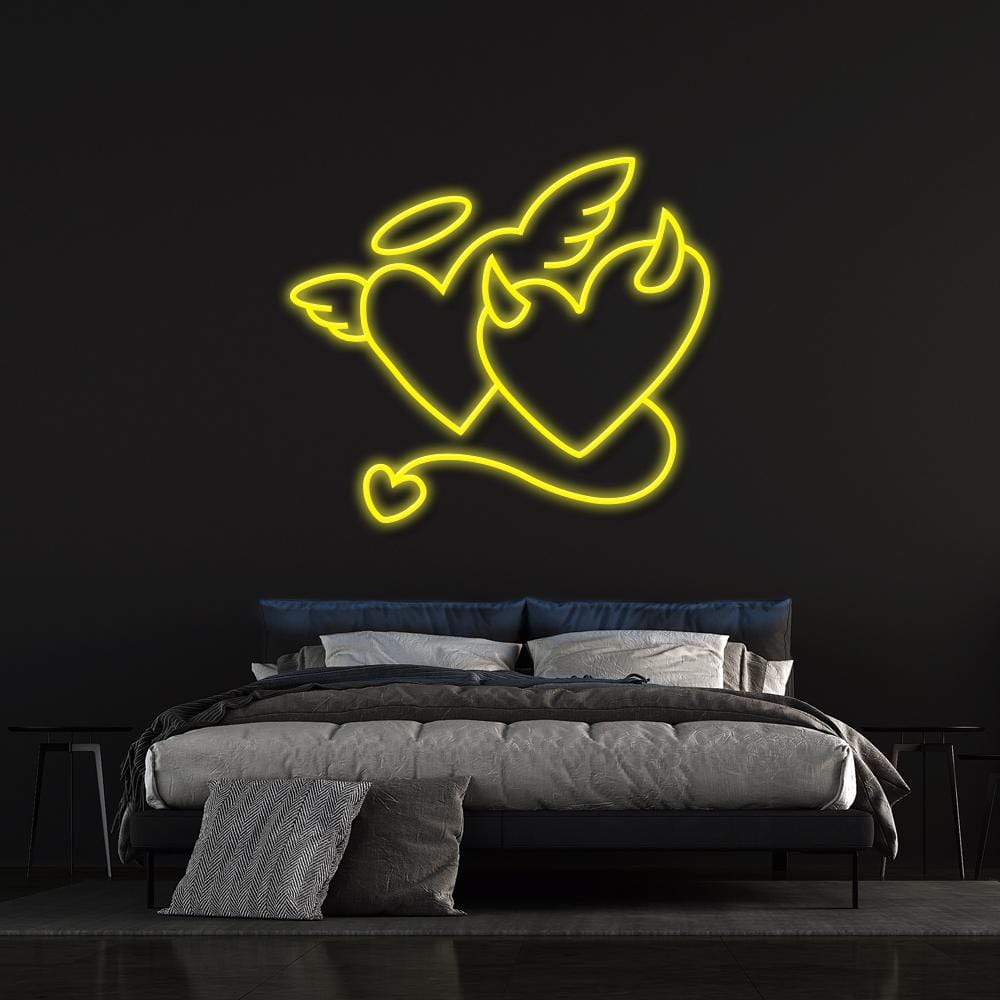 Angel and Devil Hearts - LED Neon Sign