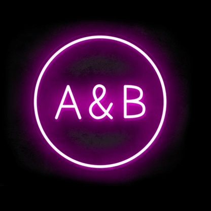 Circle Custom Initials Sign | Wedding neon sign