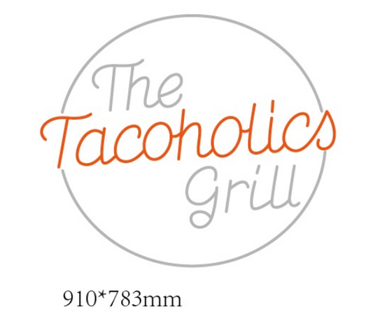 The Tacoholics Grill neon sign