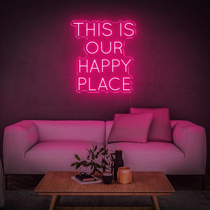 'This Is Our Happy Place' LED Neon Sign